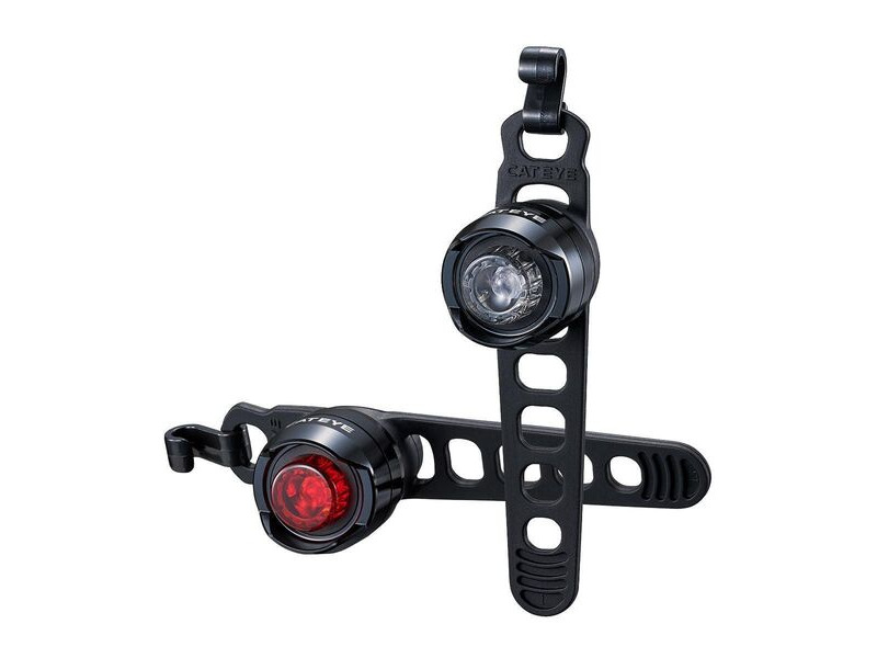 Cateye Orb Rechargeable Front & Rear Light Set: Polished Black click to zoom image