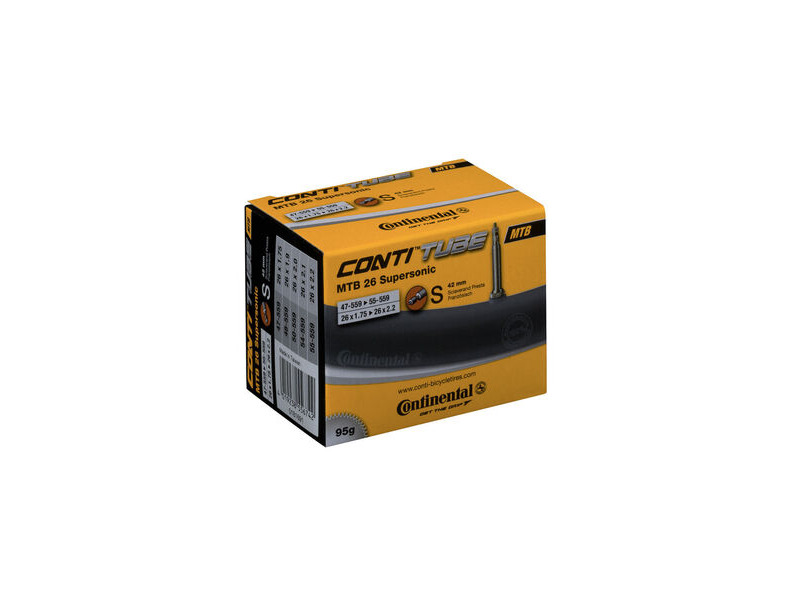 Continental MTB Tube Supersonic - Presta 42mm Valve: Black 26x1.75-2.2" click to zoom image